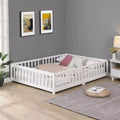 Lit simple avec tête de lit, cadre de lit plateforme en bois massif avec clôture, adapté aux enfants, bois de pin, blanc